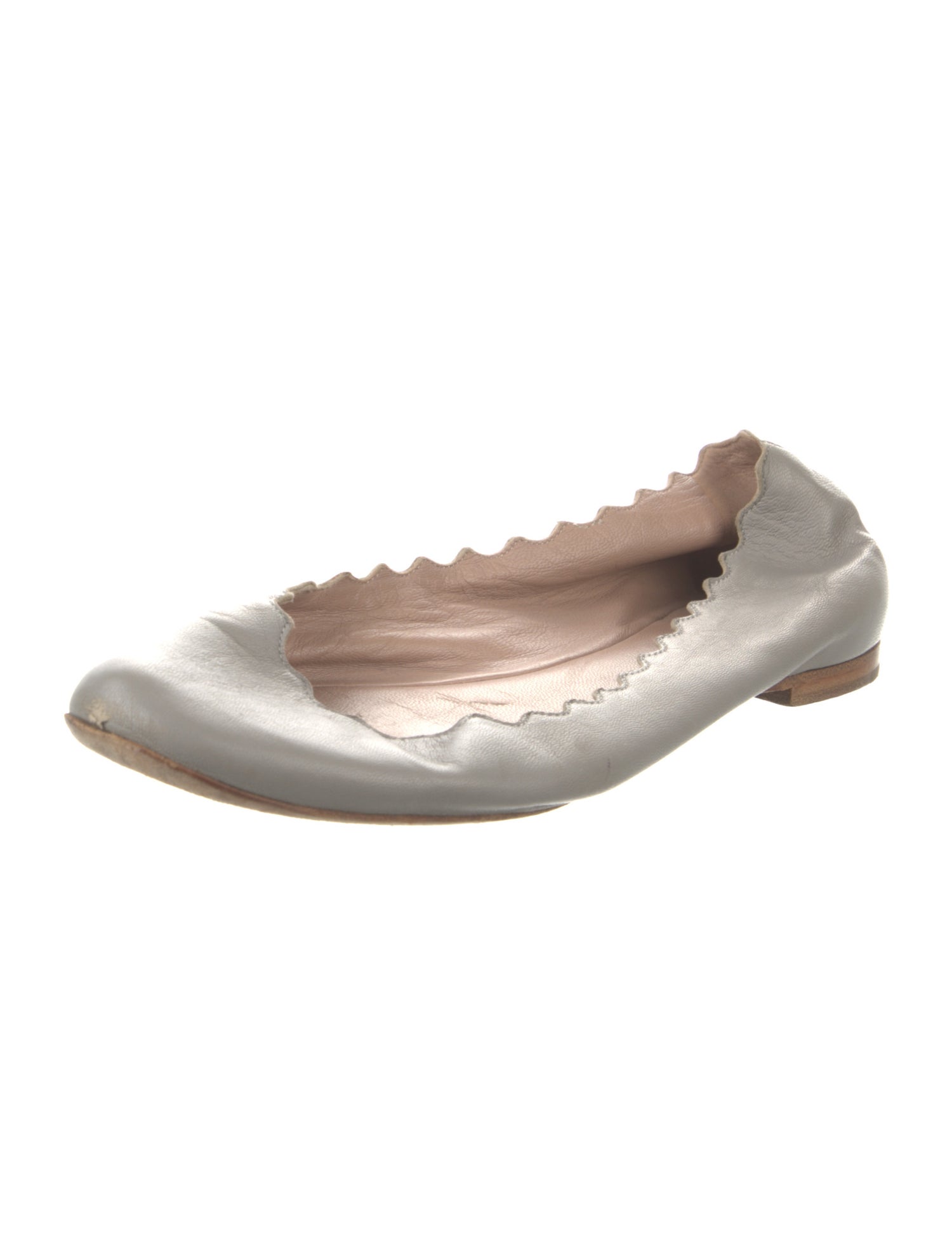 Chloé Leather Scalloped Accent Ballet Flats