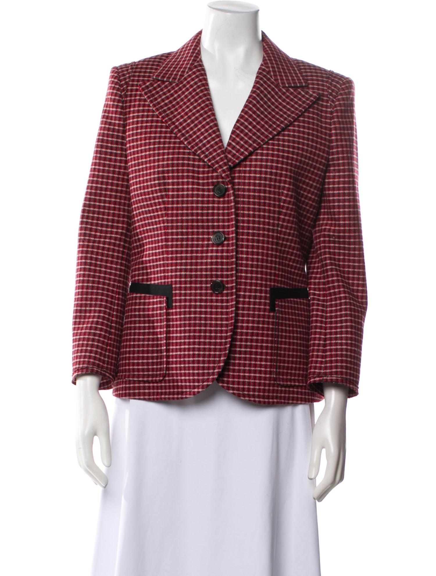 Chloé Virgin Wool Plaid Print Blazer