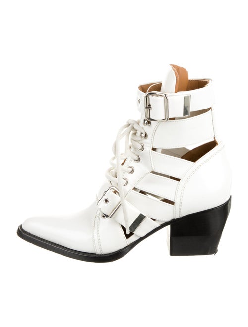 Chloé Leather Cutout Accent Lace-Up Boots