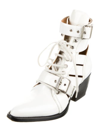 Chloé Leather Cutout Accent Lace-Up Boots
