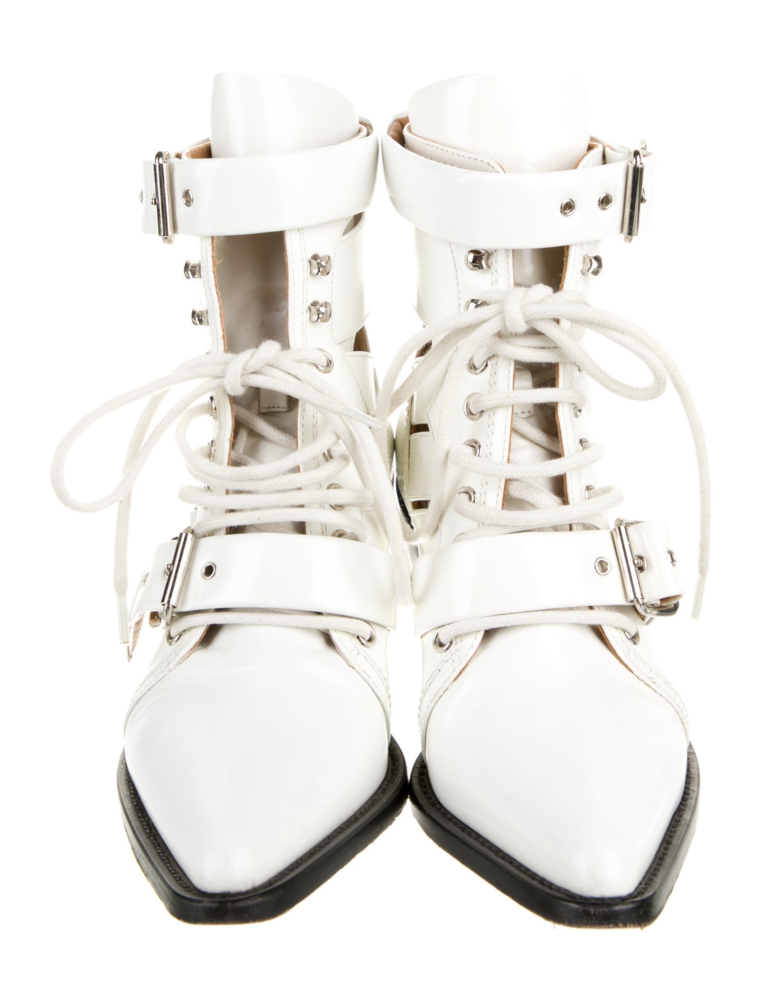 Chloé Leather Cutout Accent Lace-Up Boots