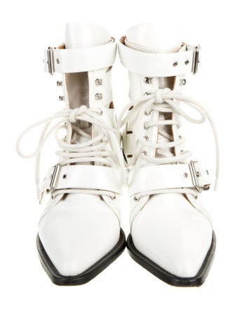 Chloé Leather Cutout Accent Lace-Up Boots