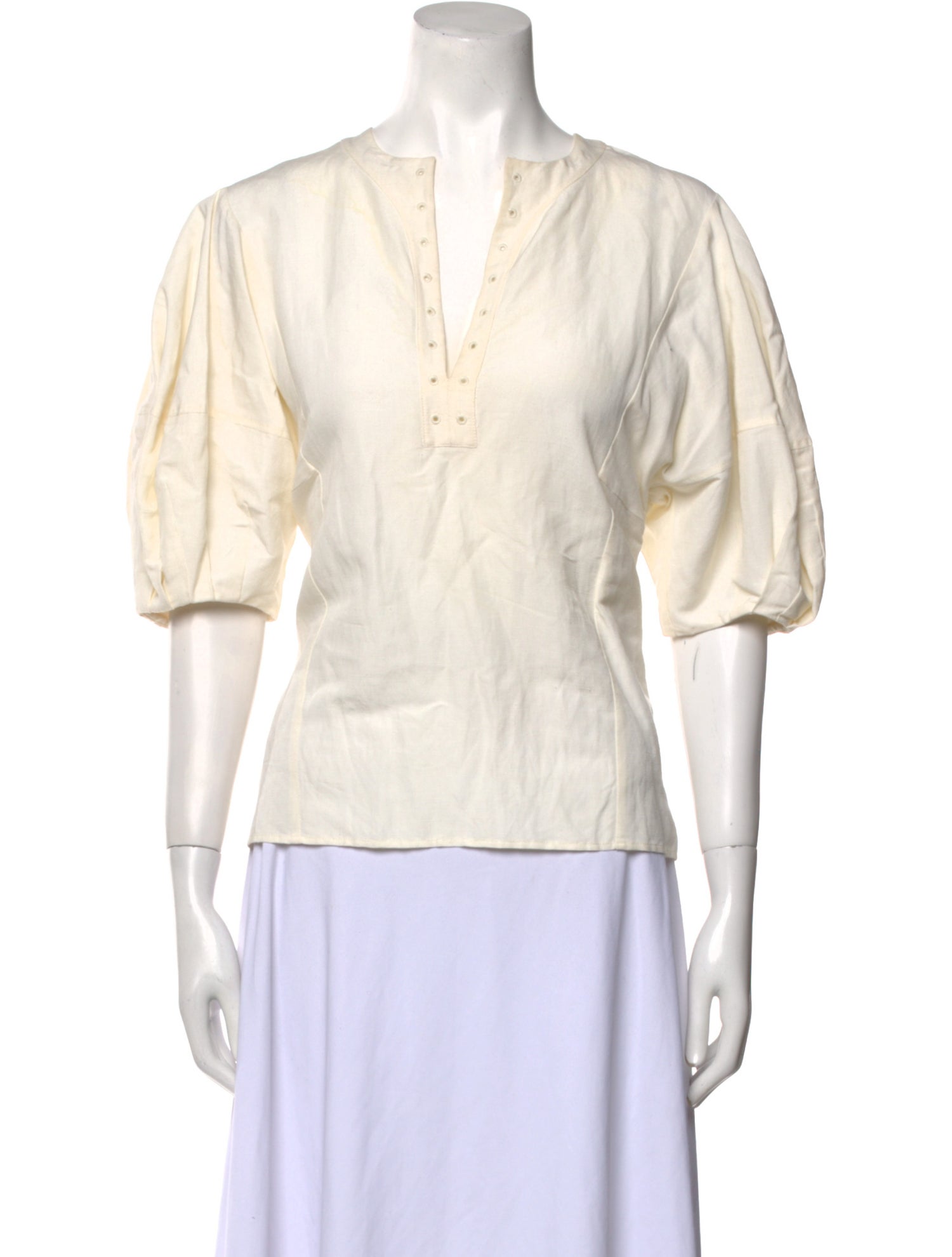 Chloé Linen V-Neck Blouse