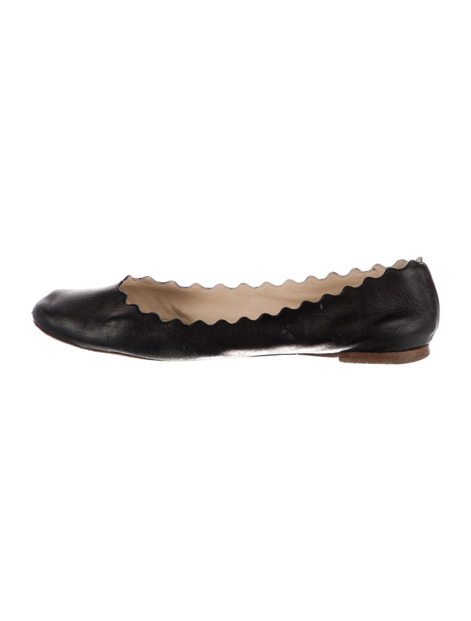 Chloé Leather Scalloped Accent Ballet Flats