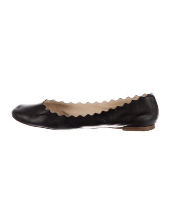 Chloé Leather Scalloped Accent Ballet Flats