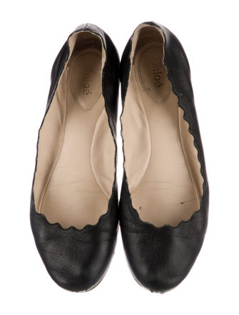 Chloé Leather Scalloped Accent Ballet Flats
