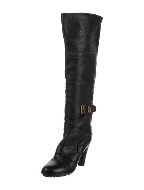 Chloé Leather Animal Print Lace-Up Boots