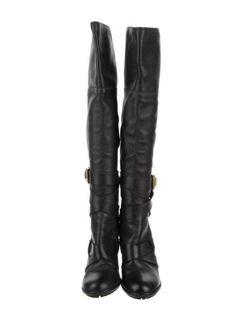 Chloé Leather Animal Print Lace-Up Boots