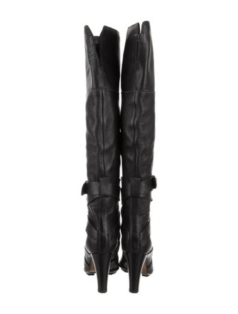 Chloé Leather Animal Print Lace-Up Boots
