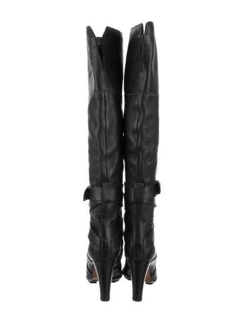 Chloé Leather Animal Print Lace-Up Boots