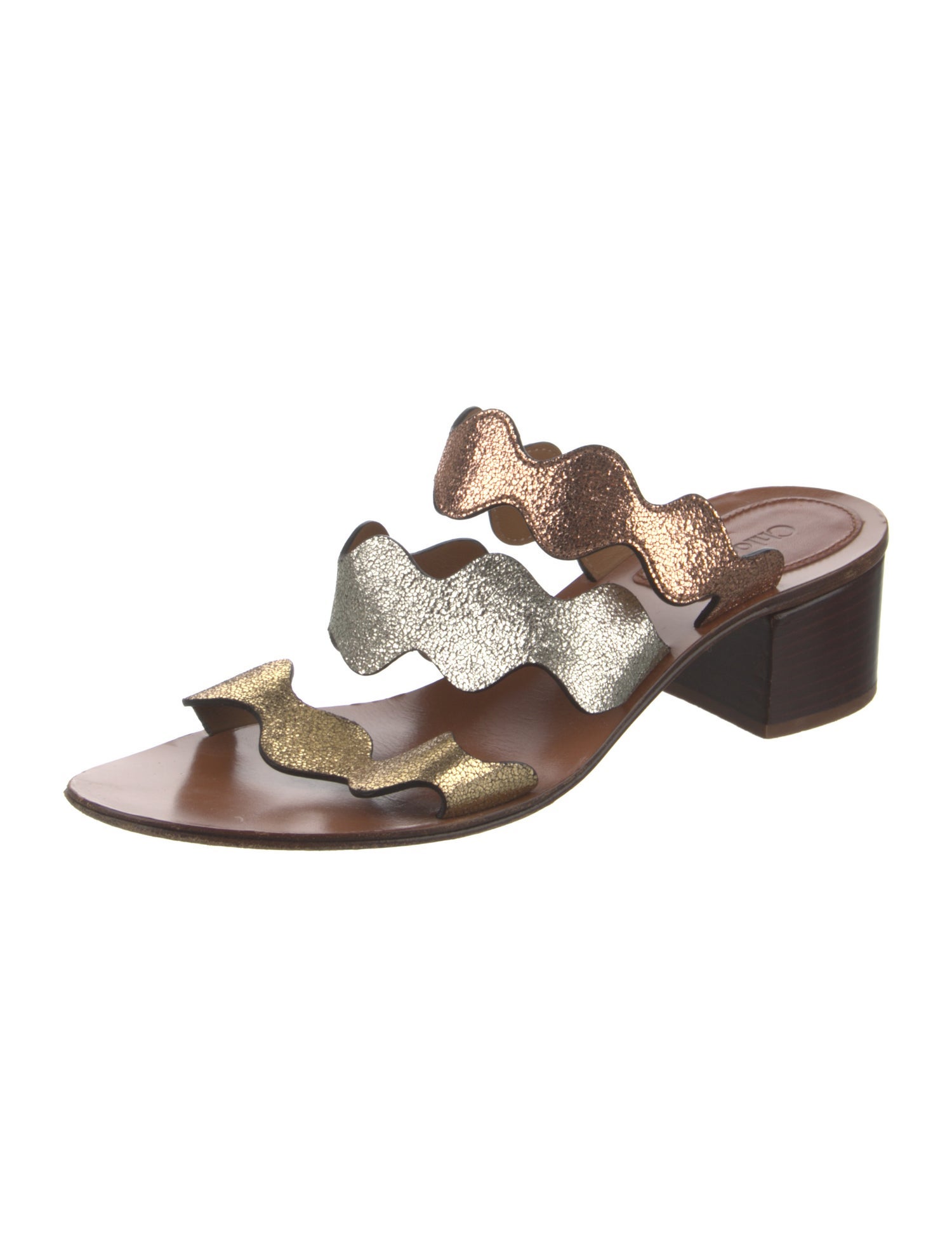 Chloé Leather Scalloped Accent Slides