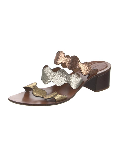 Chloé Leather Scalloped Accent Slides
