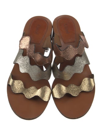 Chloé Leather Scalloped Accent Slides