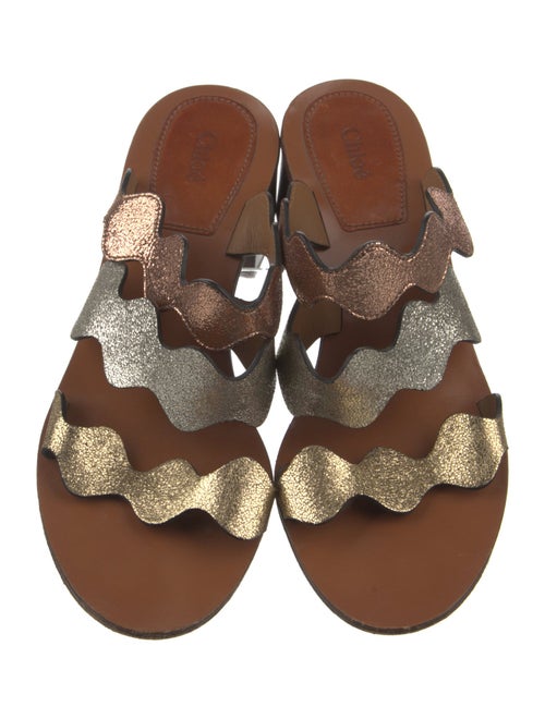 Chloé Leather Scalloped Accent Slides