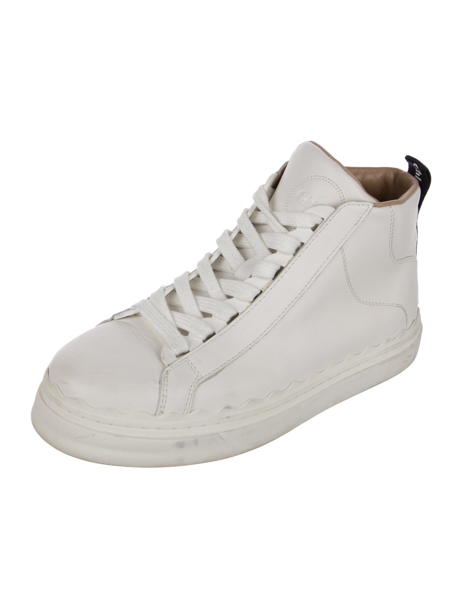 Chloé Leather Colorblock Pattern Sneakers