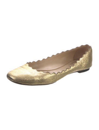 Chloé Leather Scalloped Accent Ballet Flats