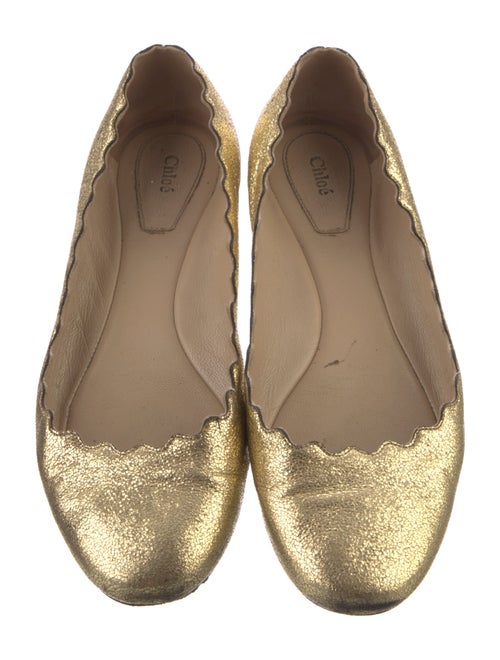 Chloé Leather Scalloped Accent Ballet Flats