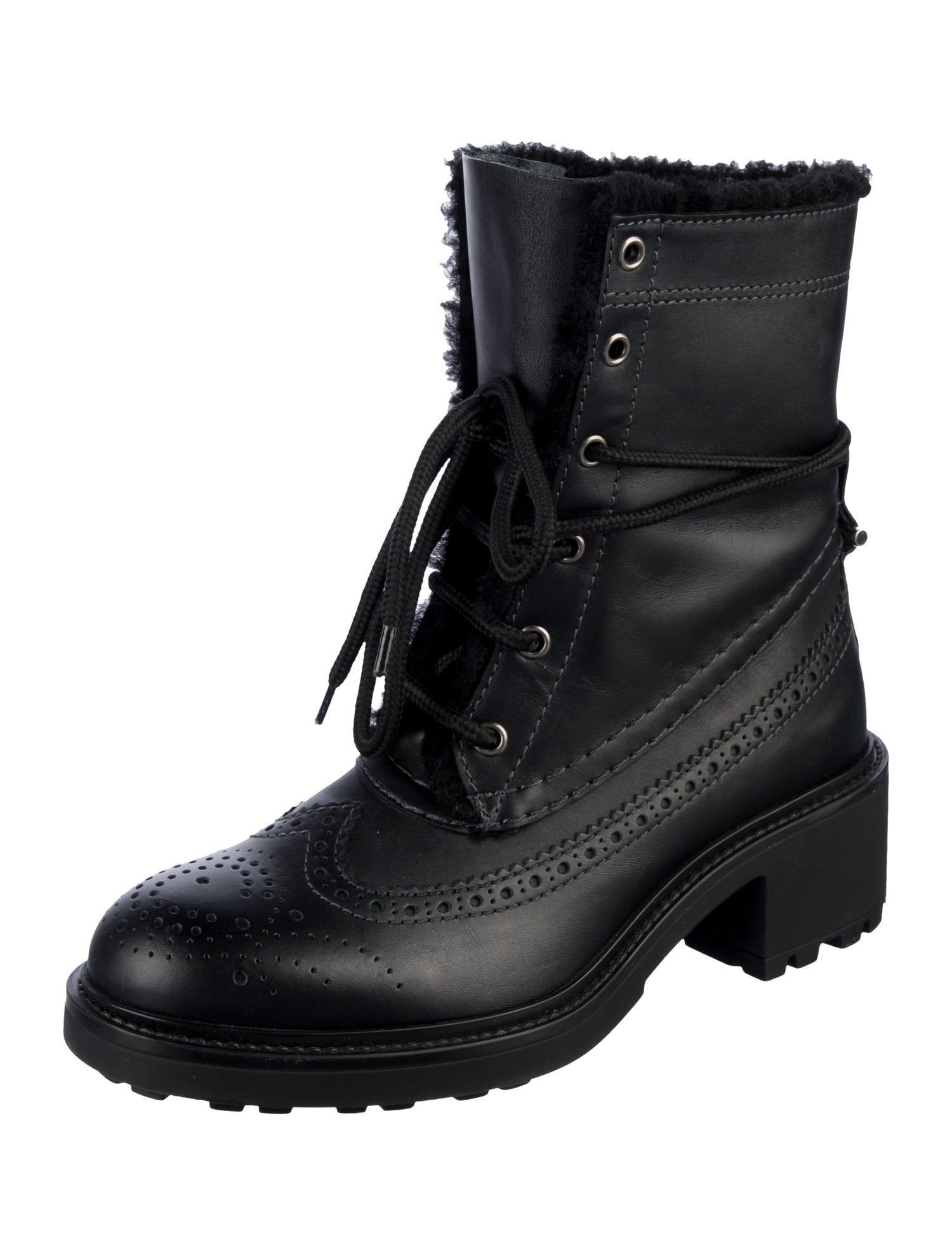 Chloé Leather Lasercut Accents Combat Boots