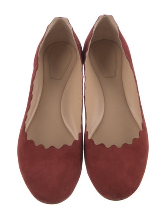 Chloé Suede Scalloped Accent Ballet Flats