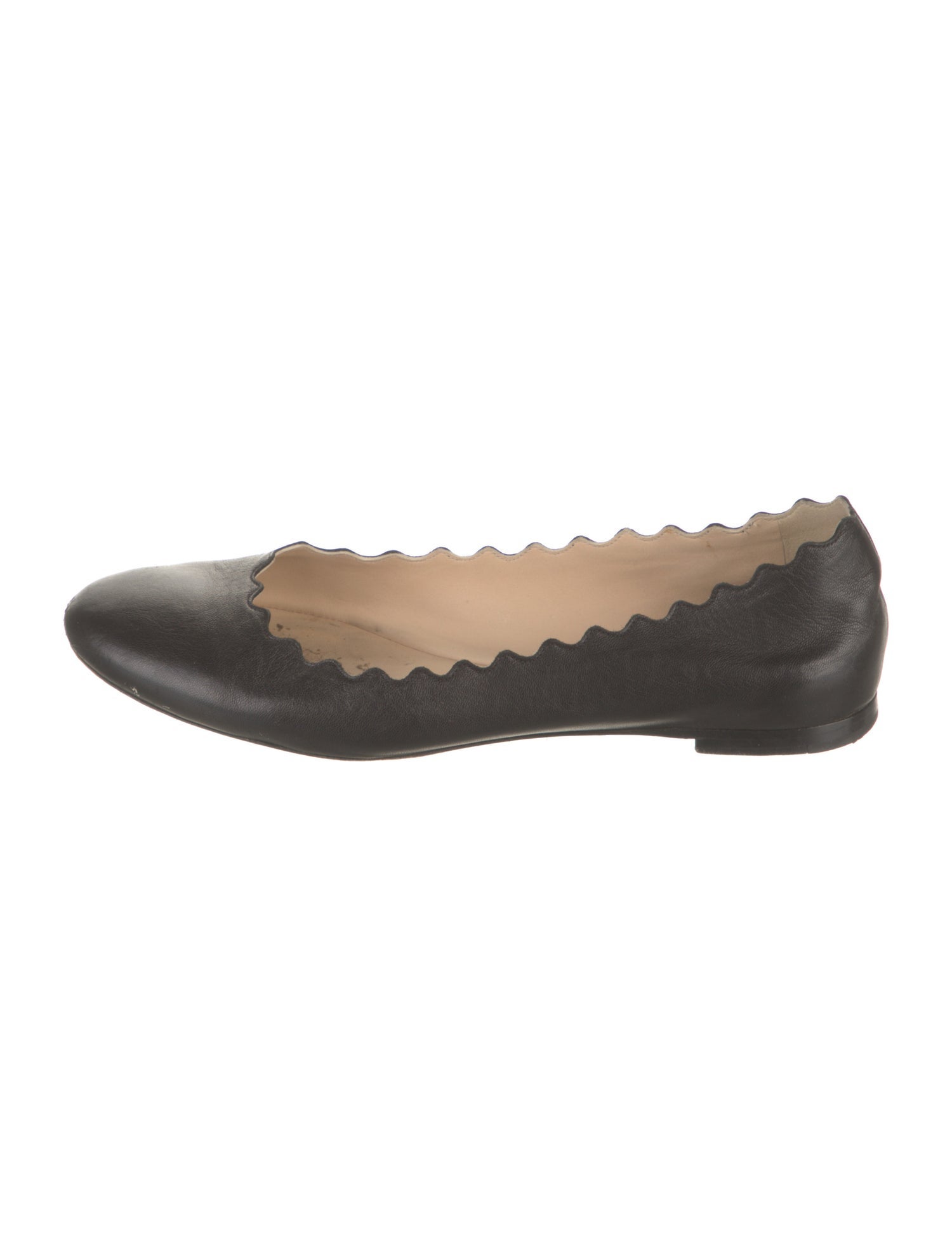 Chloé Leather Scalloped Accent Ballet Flats