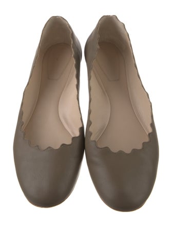 Chloé Leather Scalloped Accent Ballet Flats