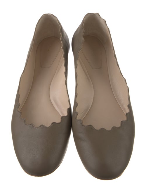 Chloé Leather Scalloped Accent Ballet Flats
