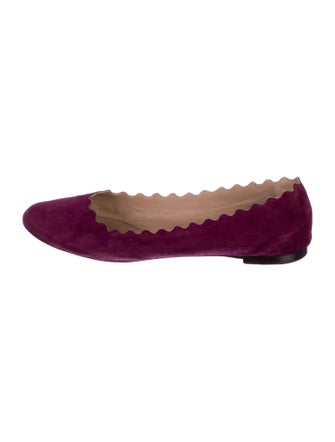 Chloé Suede Scalloped Accent Ballet Flats