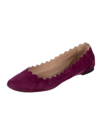 Chloé Suede Scalloped Accent Ballet Flats