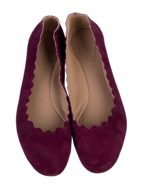 Chloé Suede Scalloped Accent Ballet Flats