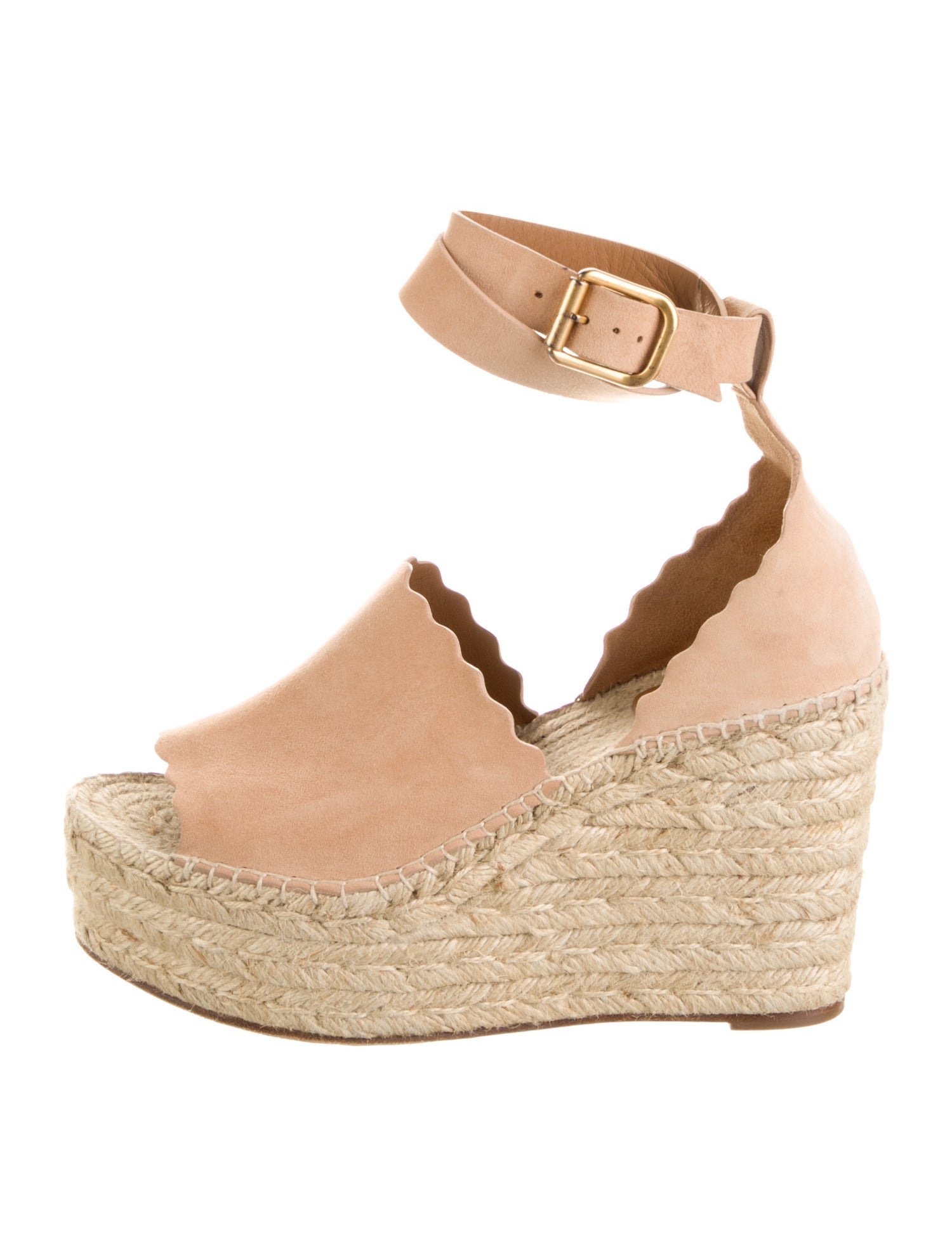 Chloé Suede Scalloped Accent Espadrilles