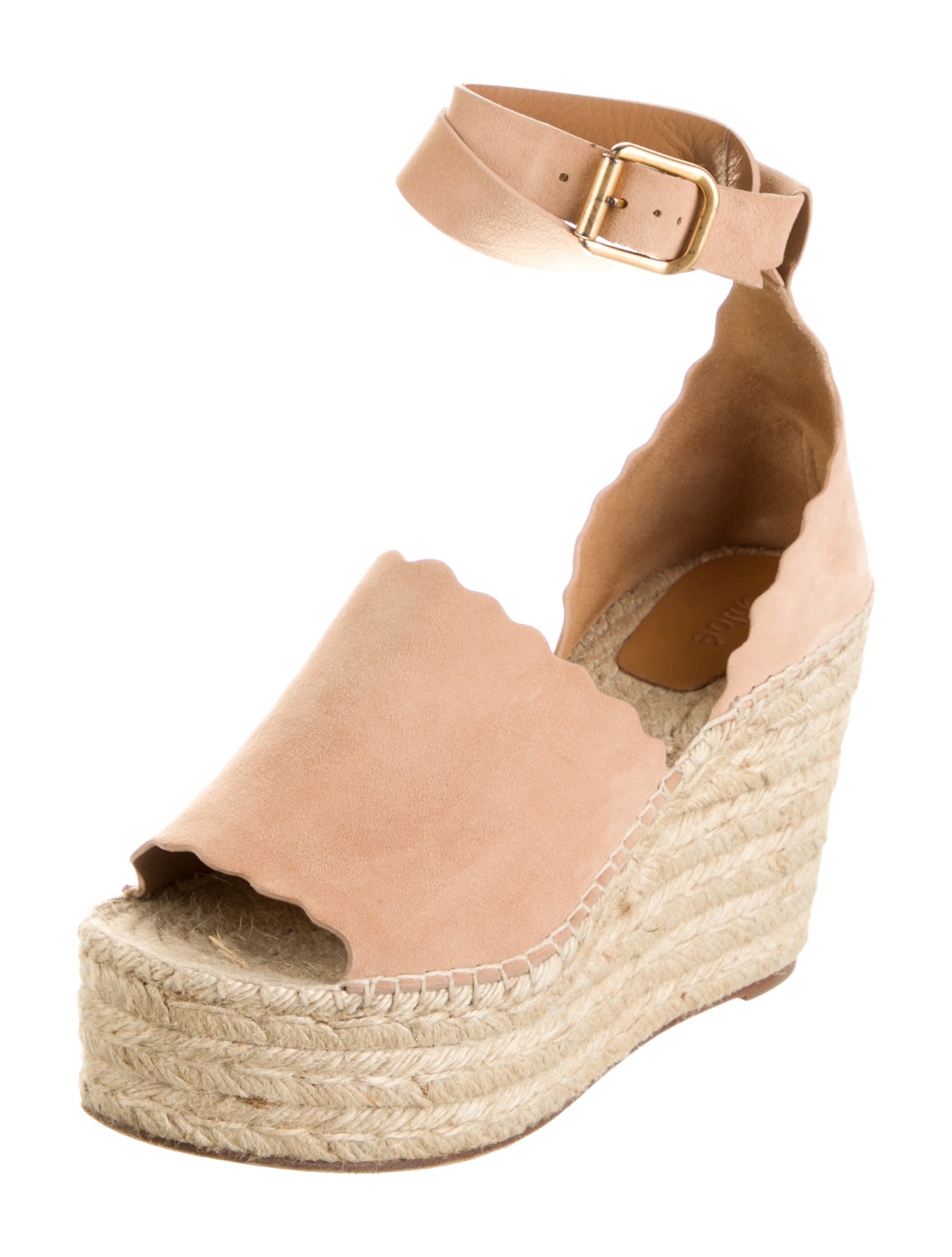 Chloé Suede Scalloped Accent Espadrilles