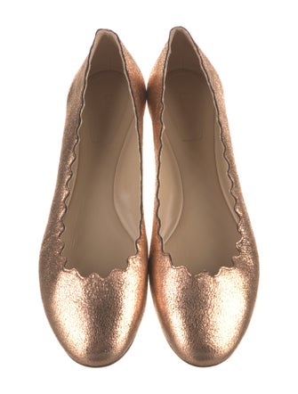 Chloé Leather Scalloped Accent Ballet Flats