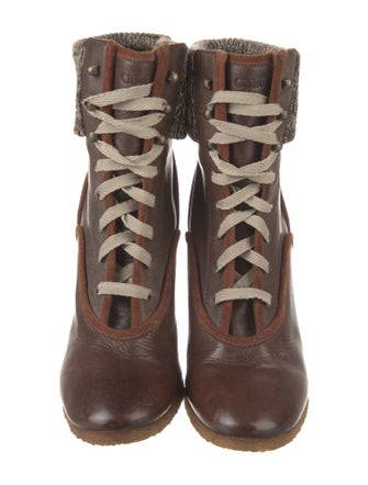 Chloé Leather Lace-Up Boots