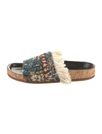 Chloé Printed Fringe Trim Accent Slides