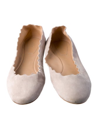 Chloé Suede Scalloped Accent Ballet Flats
