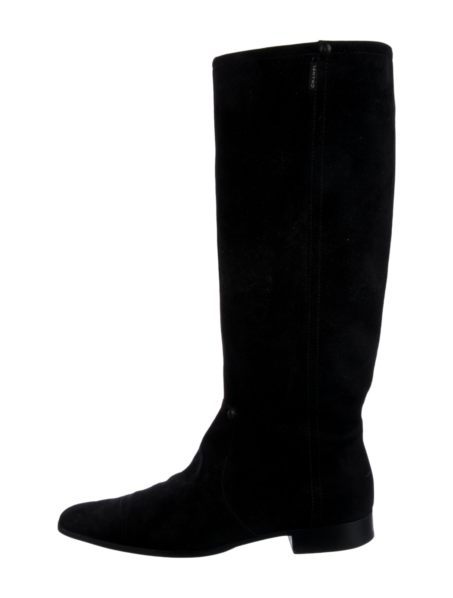 Chanel Interlocking CC Logo Suede Riding Boots