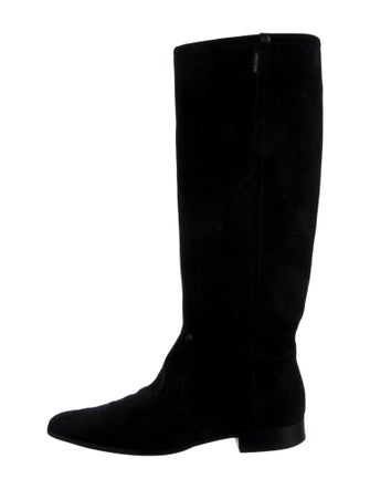 Chanel Interlocking CC Logo Suede Riding Boots