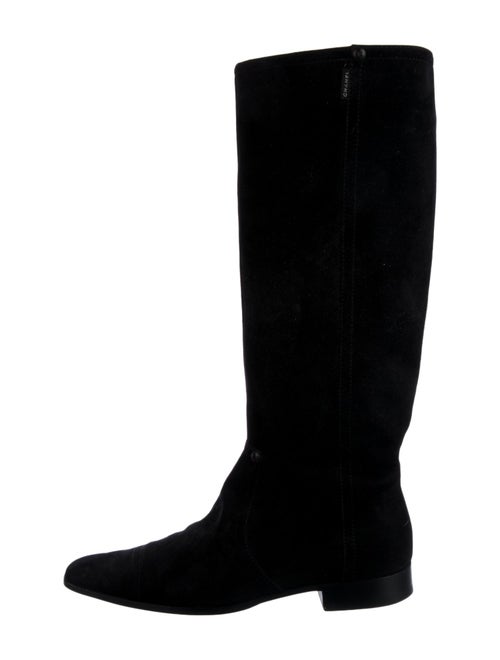 Chanel Interlocking CC Logo Suede Riding Boots