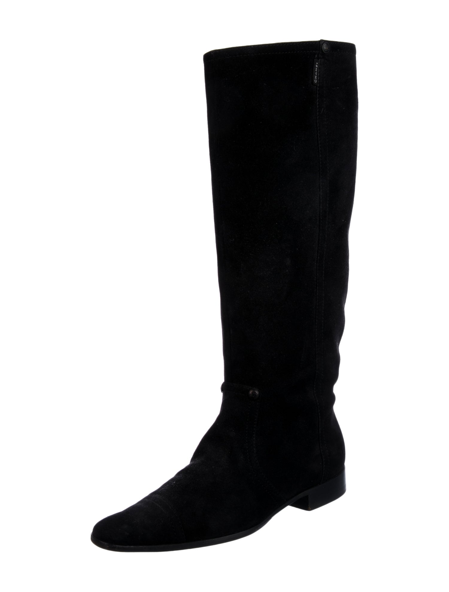 Chanel Interlocking CC Logo Suede Riding Boots