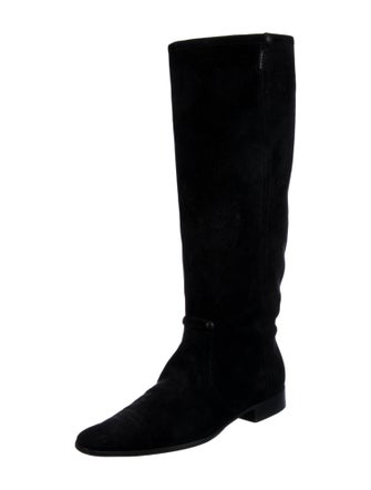 Chanel Interlocking CC Logo Suede Riding Boots