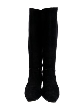Chanel Interlocking CC Logo Suede Riding Boots