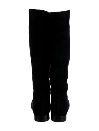 Chanel Interlocking CC Logo Suede Riding Boots