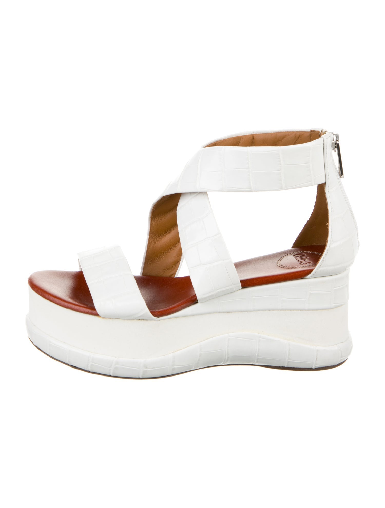 Chloé Embossed Leather Cutout Accent Slingback Sandals