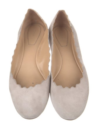 Chloé Suede Scalloped Accent Ballet Flats