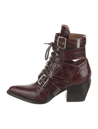 Chloé Leather Cutout Accent Lace-Up Boots