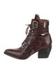 Chloé Leather Cutout Accent Lace-Up Boots