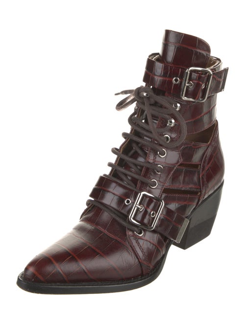 Chloé Leather Cutout Accent Lace-Up Boots