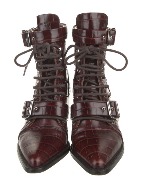 Chloé Leather Cutout Accent Lace-Up Boots
