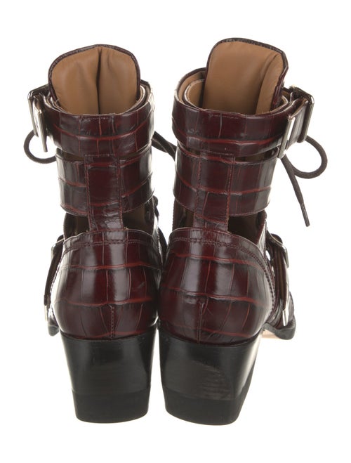 Chloé Leather Cutout Accent Lace-Up Boots