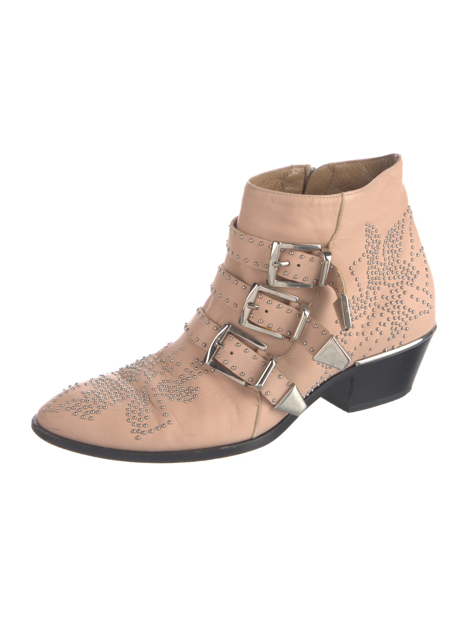 Chloé Leather Studded Accents Western Boots
